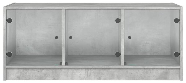 Betonszürke dohányzóasztal üvegajtókkal 102 x 50 x 42 cm