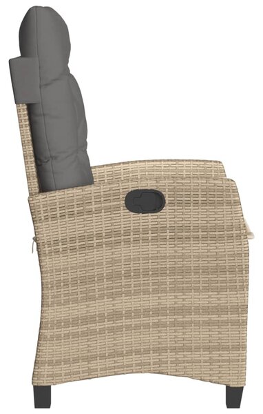 Vegyes bézs polyrattan dönthető kerti szék párnákkal