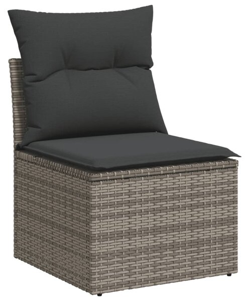 12 részes szürke polyrattan kerti ülőgarnitúra párnákkal
