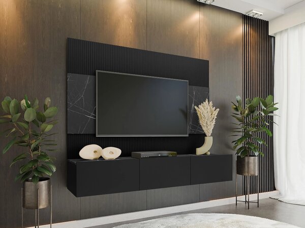 Nappali szett Comfivo Salix, Laminált forgácslap, 150x180x38cm, Fekete, Fekete márvány