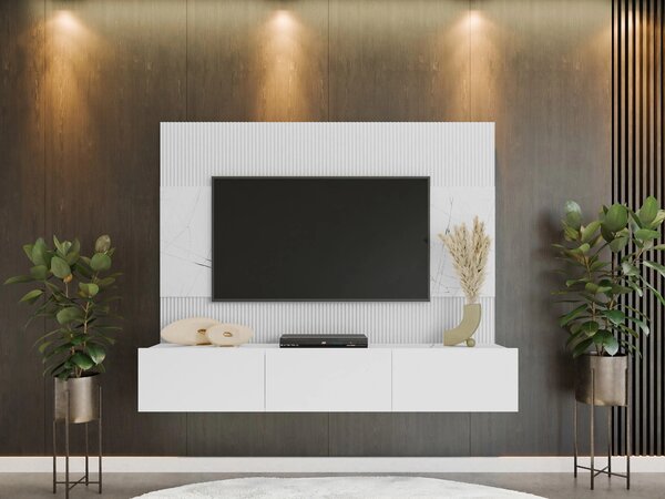 Nappali szett Comfivo Salix, Laminált forgácslap, 150x180x38cm, Fehér márvány, Fehér