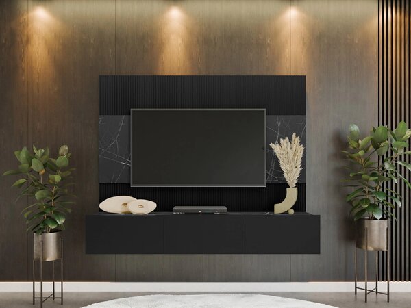 Nappali szett Comfivo Salix, Laminált forgácslap, 150x180x38cm, Fekete, Fekete márvány