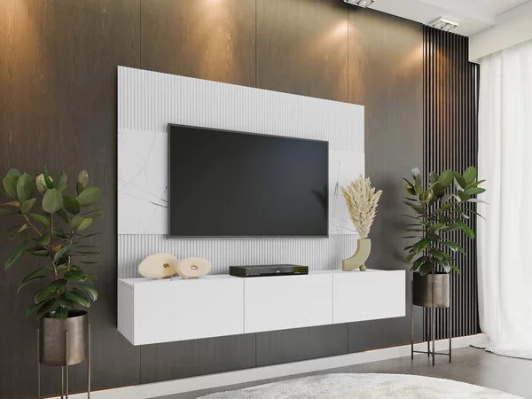 Nappali szett Comfivo Salix, Laminált forgácslap, 150x180x38cm, Fehér, Fehér márvány