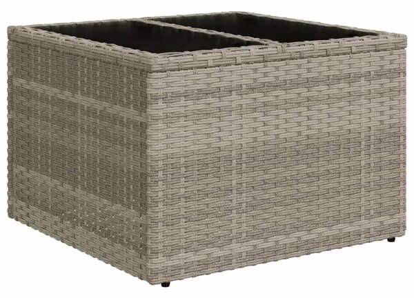 Világosszürke polyrattan üveglapos kerti asztal 55x55x37 cm