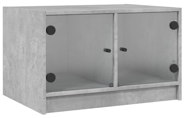 Betonszürke dohányzóasztal üvegajtókkal 68x50x42 cm