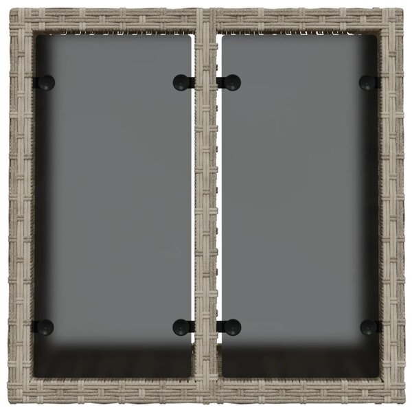 Világosszürke polyrattan üveglapos kerti asztal 55x55x37 cm