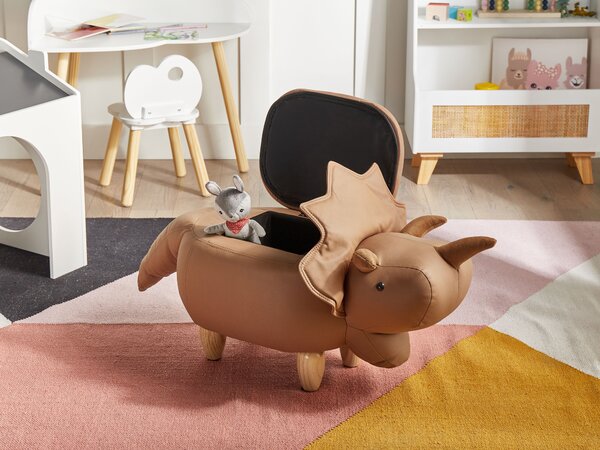 Állatos puff tárolóval TRICERATOPS Barna Dinoszaurusz