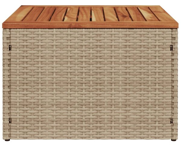 Bézs polyrattan és akácfa kerti asztal 55 x 55 x 37 cm