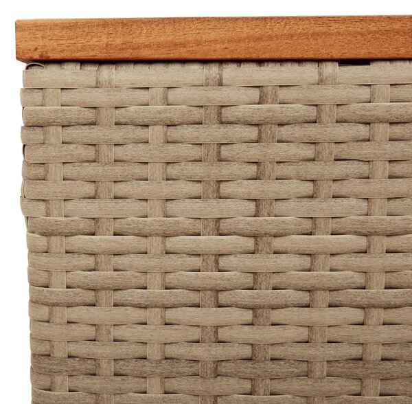 Bézs polyrattan és akácfa kerti asztal 55 x 55 x 37 cm