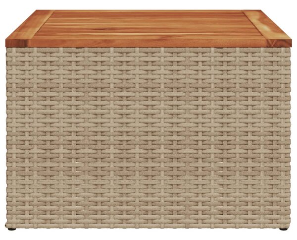 Bézs polyrattan és akácfa kerti asztal 55 x 55 x 37 cm