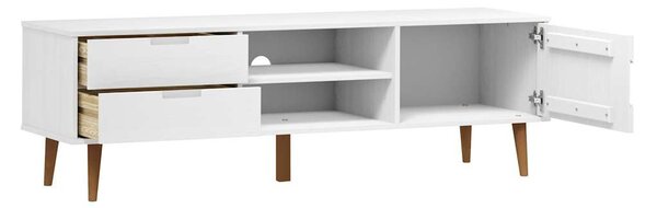 MOLDE fehér tömör fenyőfa TV-szekrény 158 x 40 x 49 cm