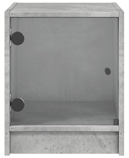 2 db betonszürke éjjeliszekrény üvegajtókkal 35 x 37 x 42 cm