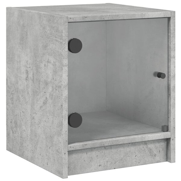 2 db betonszürke éjjeliszekrény üvegajtókkal 35 x 37 x 42 cm