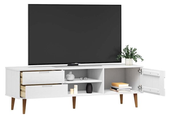 MOLDE fehér tömör fenyőfa TV-szekrény 158 x 40 x 49 cm