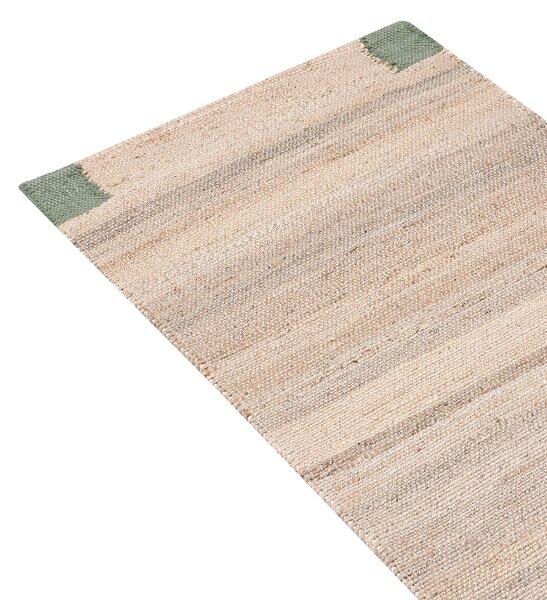 Szőnyeg AMRAVATI Bézs/zöld 80 x 300 cm Juta zsákvászon