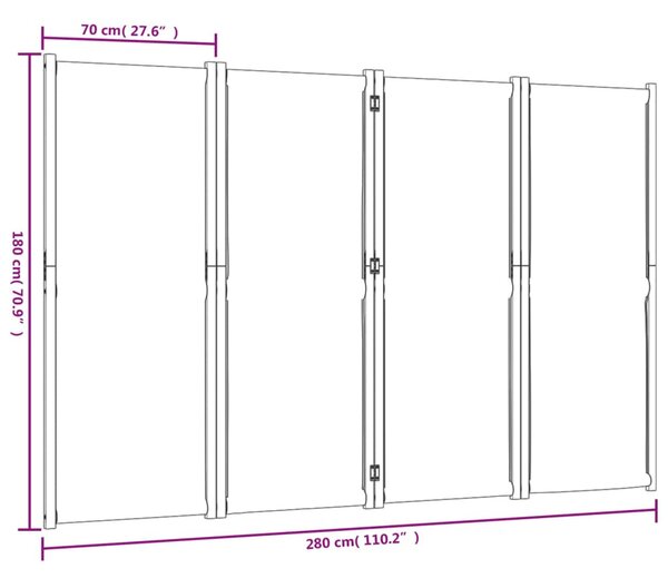 Sötétkék 4 paneles térelválasztó 280 x 180 cm
