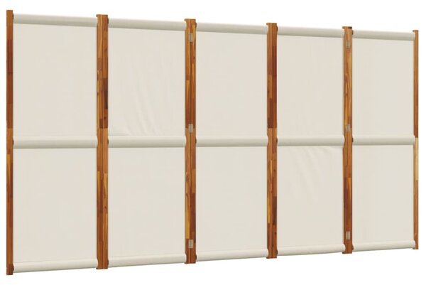 Világosszürke 5 paneles térelválasztó 350 x 180 cm
