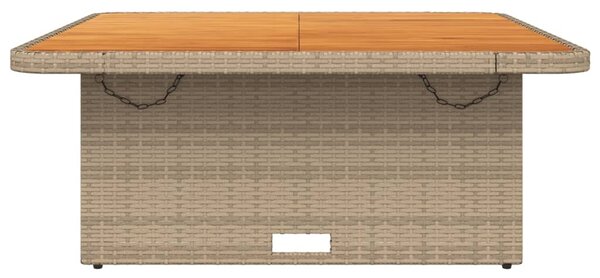 Bézs polyrattan és akácfa kerti asztal 110 x 110 x 71 cm