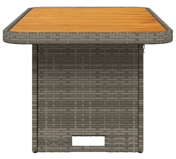 Szürke polyrattan és akácfa kerti asztal 90 x 55 x 71 cm