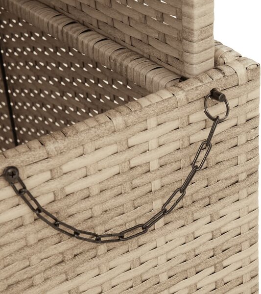 Bézs polyrattan és akácfa kerti asztal 110 x 110 x 71 cm