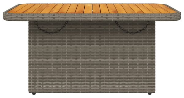 Szürke polyrattan és akácfa kerti asztal 90 x 55 x 71 cm