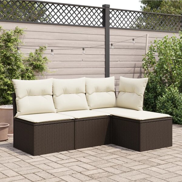 Barna polyrattan kerti szék párnával 55 x 55 x 37 cm