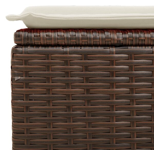 Barna polyrattan kerti szék párnával 55 x 55 x 37 cm