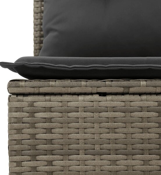 4 személyes szürke polyrattan kerti kanapé párnával