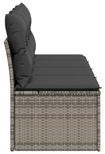 4 személyes szürke polyrattan kerti kanapé párnával