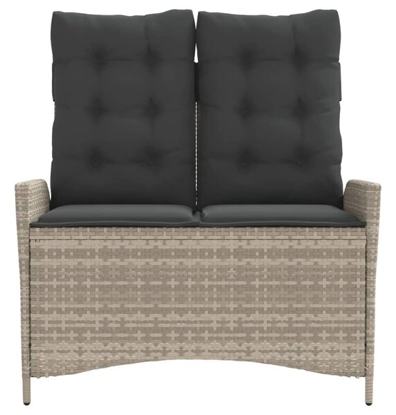 Világosszürke polyrattan dönthető kerti pad párnával