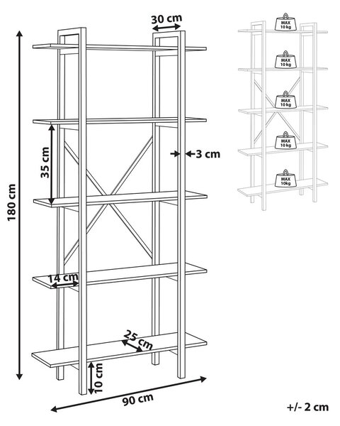 Ötszintes polcos elem DARBY 180 cm Sötétbarna