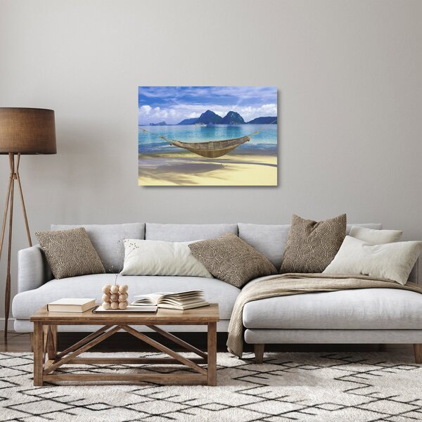 Kép - Egy függőágy képe a tengerparton 2 (üvegen) (70x50 cm)