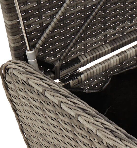 Szürke polyrattan tárolópad párnával 115 x 51 x 52 cm