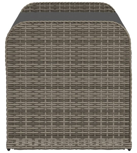 Szürke polyrattan tárolópad párnával 115 x 51 x 52 cm