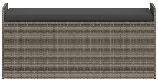 Szürke polyrattan tárolópad párnával 115 x 51 x 52 cm