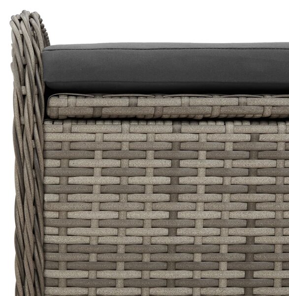 Szürke polyrattan tárolópad párnával 115 x 51 x 52 cm