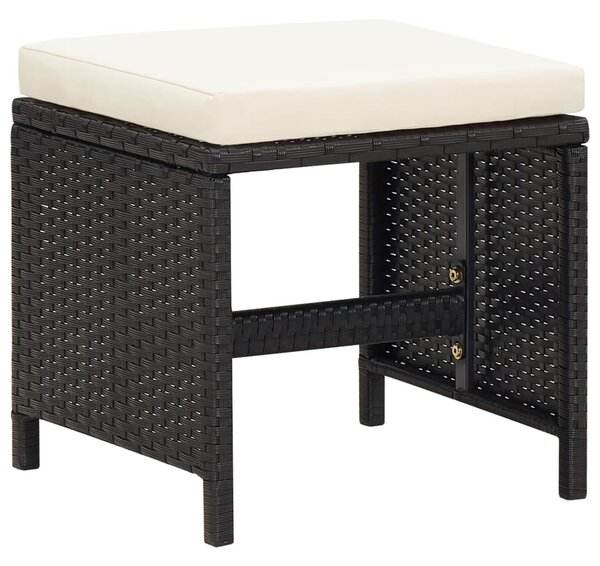 9 részes fekete polyrattan kerti étkezőgarnitúra párnákkal