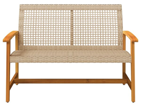 Bézs polyrattan és akácfa kerti pad 112 cm