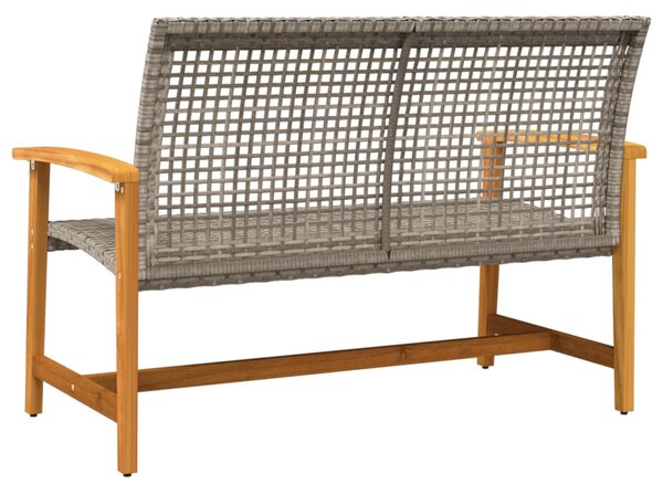 Szürke polyrattan és akácfa kerti pad 112 cm