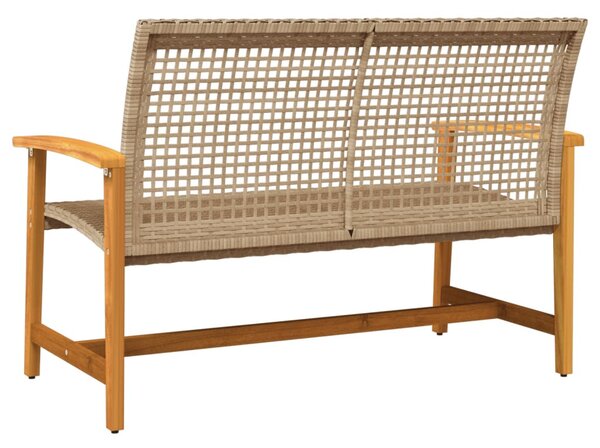 Bézs polyrattan és akácfa kerti pad 112 cm