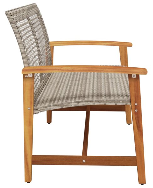 Szürke polyrattan és akácfa kerti pad 112 cm