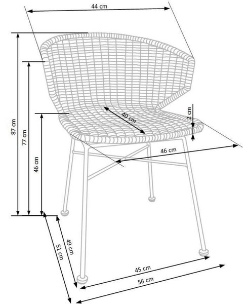 Besant étkezőszék, rattan / fekete