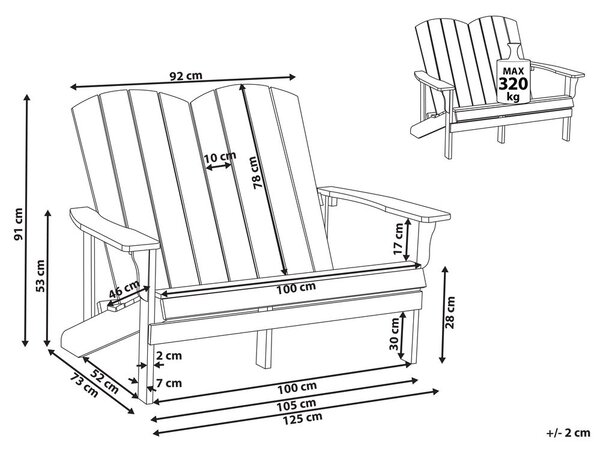 Kerti pad ADIRONDACK 125 cm Sötétszürke
