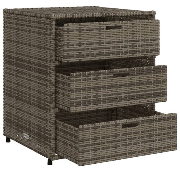 Szürke polyrattan kerti tárolószekrény 55 x 59 x 69 cm