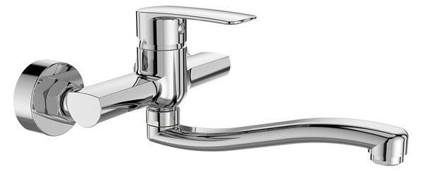 Mereo, Mereo fali mosogatócsaptelep, Pego, 150 mm, lapos ívelt karral 200 mm, króm, MER-CB301P