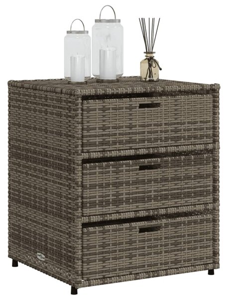 Szürke polyrattan kerti tárolószekrény 55 x 59 x 69 cm