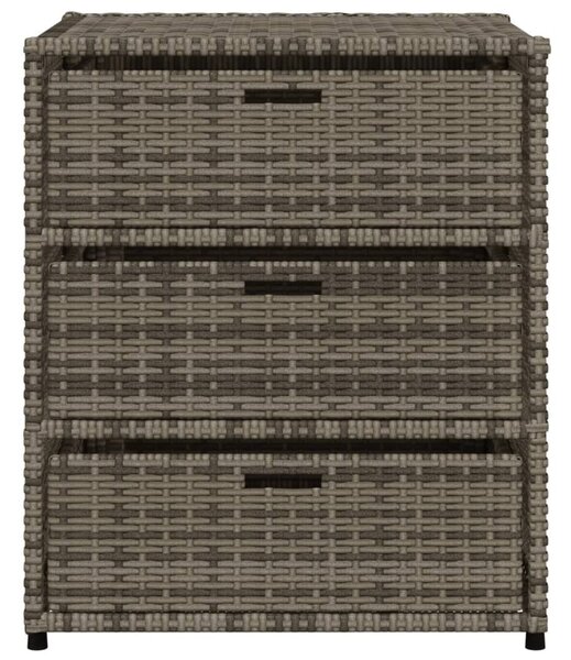 Szürke polyrattan kerti tárolószekrény 55 x 59 x 69 cm