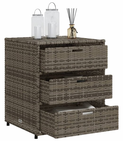 Szürke polyrattan kerti tárolószekrény 55 x 59 x 69 cm