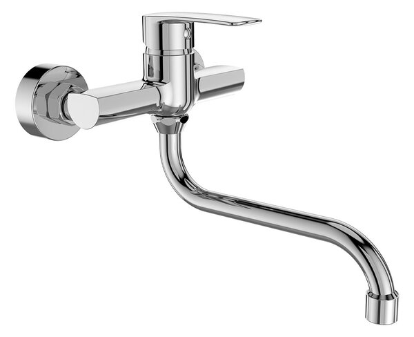 Mereo, Mereo fali mosogatócsaptelep, Pego, 150 mm, csőkarral ø 18 mm - 200 mm, króm, MER-CB30101P