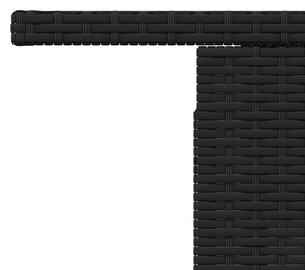 Fekete polyrattan és akácfa kerti asztal 100 x 55 x 73 cm
